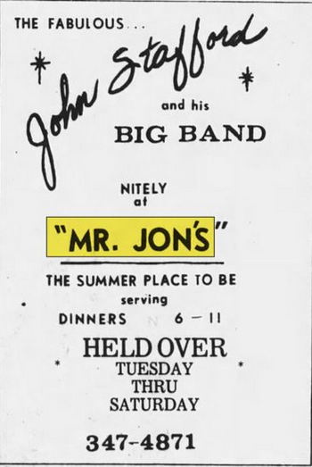 Mr. Jons (Hubs, Jonathans Landing, Just Between Friends, Shenanigans) - Sep 1977 Ad